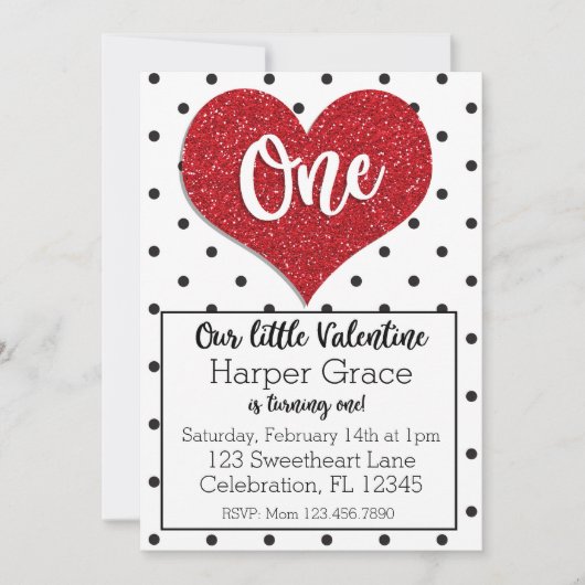 Glitzer Sweetheart Valentines Girl Einladung (Vorderseite)