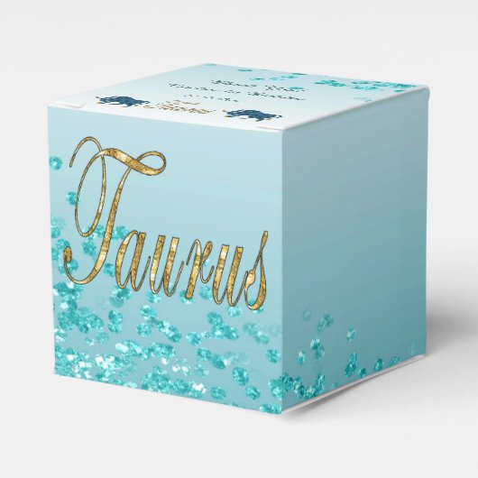 Glitzer Taurus & Aquamarin Blue Glitzer Geburtstag Geschenkschachtel (Vorderseite)