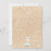 Glitzer Teebecher Wasserfarbe lila Babydusche Einladung (Rückseite)