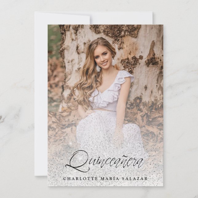 Glitzer tencia Quinceañera Español Foto Moderna (Vorderseite)