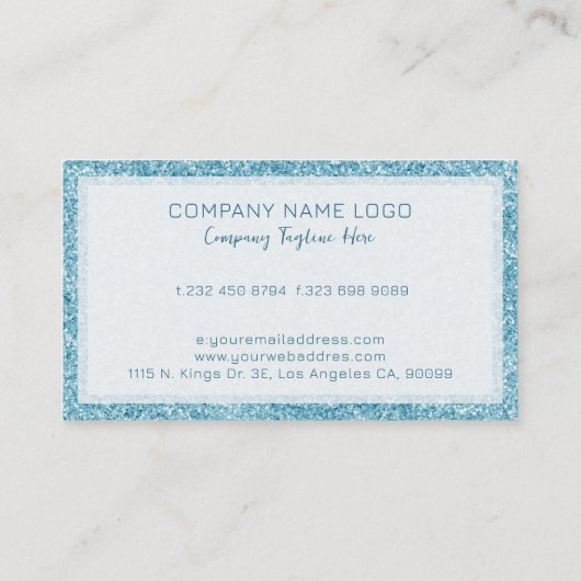 Glitzer-Textur aus hellbläulichem Glas mit Glitzer Visitenkarte (Rückseite)