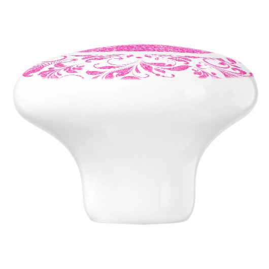 Glitzer-Textur in rosa Blütenfarbe Keramikknauf (Seitenansicht)