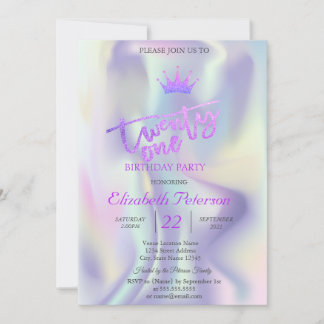Glitzer Tiara Holographic 21. Geburtstag Party Einladung