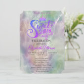 Glitzer Tiara Holographic Pearl Sweet 16 Party Einladung (Stehend Vorderseite)