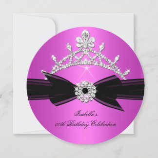 Glitzer Tiara Hot Pink Diamond Bow Geburtstag 2 Einladung