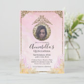 Glitzer Tiara Quinceañera Foto Einladung (Stehend Vorderseite)