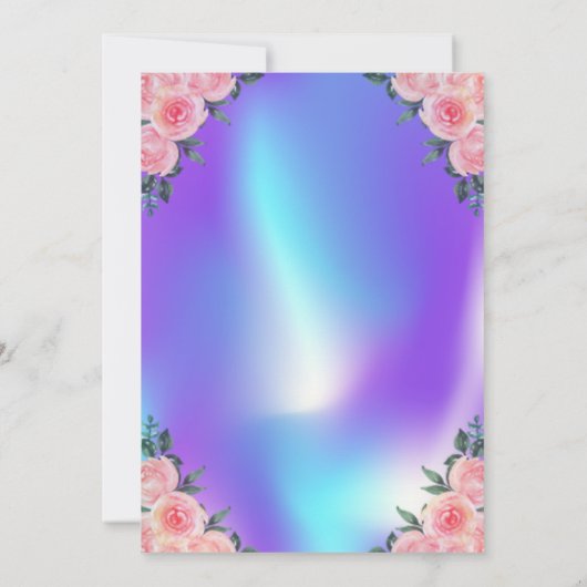 Glitzer Tiara Rose Ombre Holographic Birthday Einladung (Rückseite)