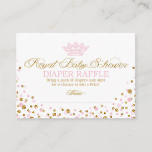 Glitzer Tiara Royal Princess Diaper Raffle Ticket Begleitkarte