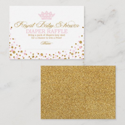 Glitzer Tiara Royal Princess Diaper Raffle Ticket Begleitkarte (Vorne/Hinten)