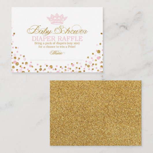 Glitzer Tiara Royal Princess Diaper Raffle Ticket Begleitkarte (Vorne/Hinten)