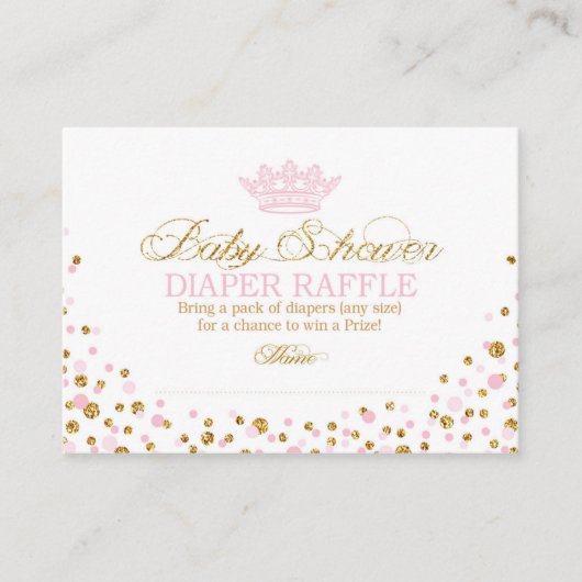 Glitzer Tiara Royal Princess Diaper Raffle Ticket Begleitkarte (Vorderseite)