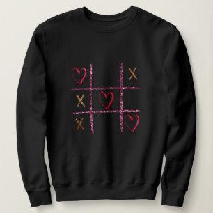 Glitzer Tic Tac Toe Graphic XOXO Valentine Sweatshirt