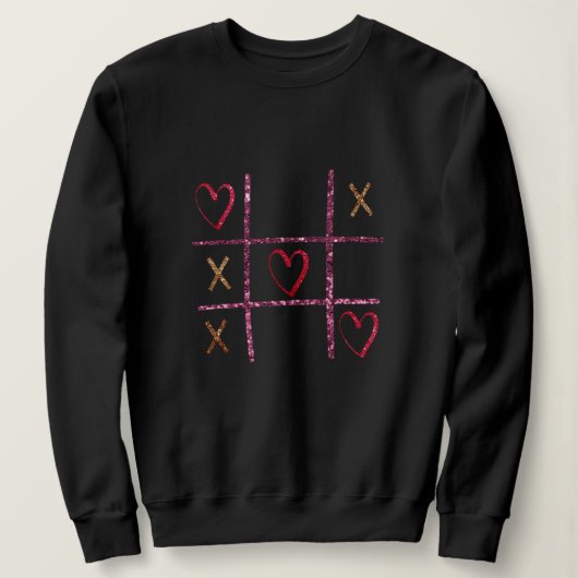 Glitzer Tic Tac Toe Graphic | XOXO Valentine Sweatshirt (Design vorne)