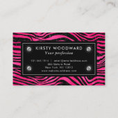 Glitzer Tiger Streifen Muster Schwarz/Rosa Visitenkarte (Rückseite)