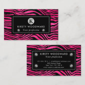 Glitzer Tiger Streifen Muster Schwarz/Rosa Visitenkarte (Vorne/Hinten)