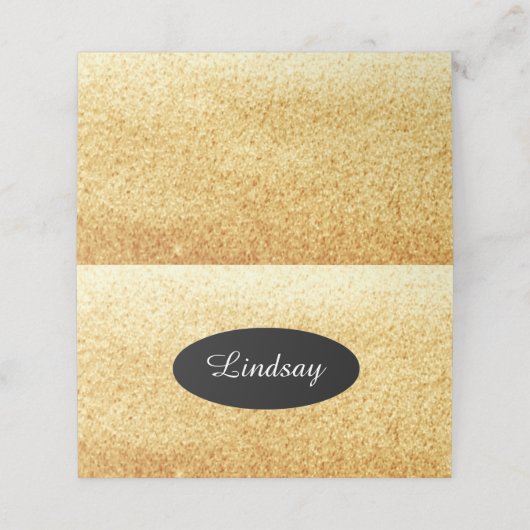 Glitzer-Tischname für Gold-Imitate Platzkarte (Außenseite Aufgefaltet)