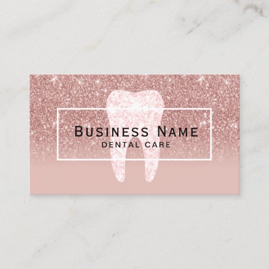 Glitzer Tooth Rose Gold Ombre Zahnpflege Visitenkarte (Vorderseite)