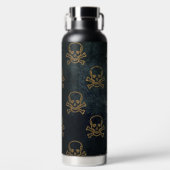 Glitzer Totenköpfe Trinkflasche (Vorderseite)
