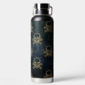 Glitzer Totenköpfe Trinkflasche (Rückseite)
