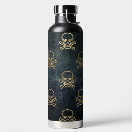 Glitzer Totenköpfe Trinkflasche (links)