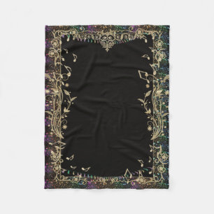 Glitzer trimmte GoldMusiknoten-Entwurfs-Decke Fleecedecke