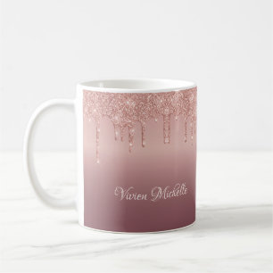 Glitzer-Tröpfchen Rose Gold Funkelnd Kaffeetasse