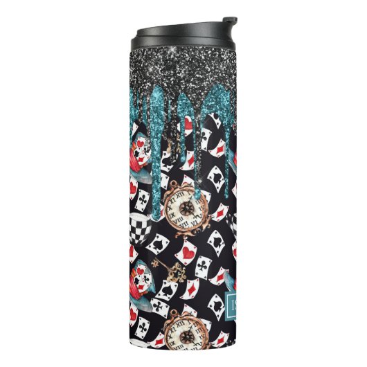 Glitzer Tropfen Alice im Wunderland Thermosbecher (Nach links gedreht)