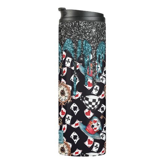 Glitzer Tropfen Alice im Wunderland Thermosbecher (Nach rechts gedreht)