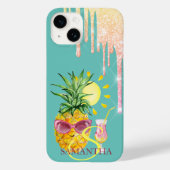 Glitzer Tropfen Ananas Sonnencocktail Minze Grün Case-Mate iPhone Hülle (Rückseite)