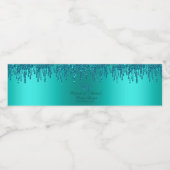 Glitzer Tropfen Aquamarin Baby Feet Babydusche Wasserflaschenetikett (Einzelnes Label)