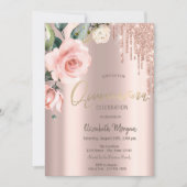 Glitzer Tropfen Aquarellfarben Rose Quinceañera Einladung (Vorderseite)