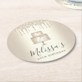 Glitzer-Tropfen aus Gold elegant gurt Party Runder Pappuntersetzer (Angewinkelt)