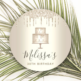 Glitzer-Tropfen aus Gold elegant gurt Party Runder Pappuntersetzer