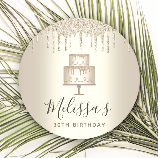 Glitzer-Tropfen aus Gold elegant gurt Party Runder Pappuntersetzer