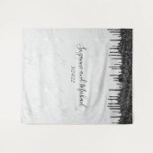 Glitzer-Tropfen aus schwarzem und weißem Marmor Ho Wandteppich (Vorderseite (Horizontal))