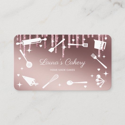 Glitzer Tropfen Backwerkzeuge Utensids Whisk Cakes Visitenkarte (Vorderseite)
