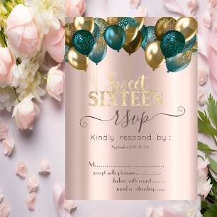 Glitzer Tropfen Balloons Rose Gold Sweet 16 UAWG Einladung