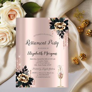 Glitzer Tropfen, Black Rose Rose Gold Rente Einladung
