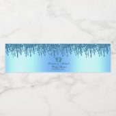 Glitzer Tropfen Blue Baby Feet Babydusche Wasserflaschenetikett (Einzelnes Label)