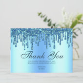 Glitzer Tropfen Blue Baby Feet Danke Karte (Stehend Vorderseite)