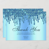 Glitzer Tropfen Blue Baby Feet Danke Karte (Vorne/Hinten)