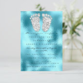 Glitzer Tropfen Blue Gray Baby Boy Dusche Feet Einladung (Stehend Vorderseite)