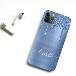Glitzer Tropfen Blue Monogram Case-Mate iPhone Hülle