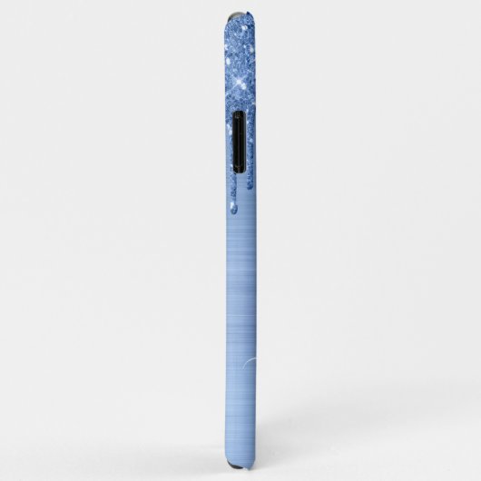 Glitzer Tropfen Blue Monogram Case-Mate iPhone Hülle (Hinten/Rechts)