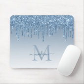 Glitzer Tropfen Blue Sparkle Monogram Elegance Scr Mousepad (Mit Mouse)
