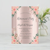 Glitzer Tropfen, Blume, Rose Gold Rückgabe Einladung (Stehend Vorderseite)