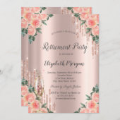 Glitzer Tropfen, Blume, Rose Gold Rückgabe Einladung (Vorne/Hinten)