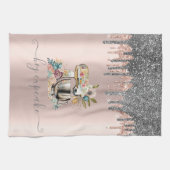 Glitzer Tropfen Blumenmischanlage Rose Gold Geschirrtuch (Horizontal)