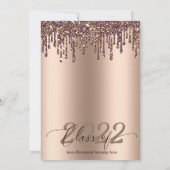 Glitzer Tropfen Bronze Gold Abschluss Einladung (Rückseite)