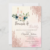 Glitzer Tropfen Brunch & Bubbly Brautparty Einladung (Vorderseite)